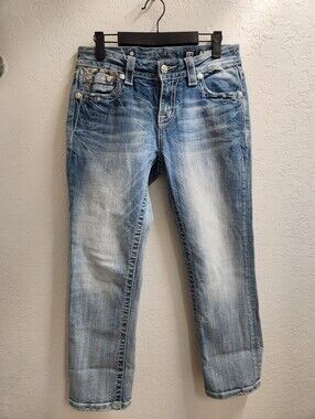 Miss Me Standard Crop Light Wash Straight Jeans